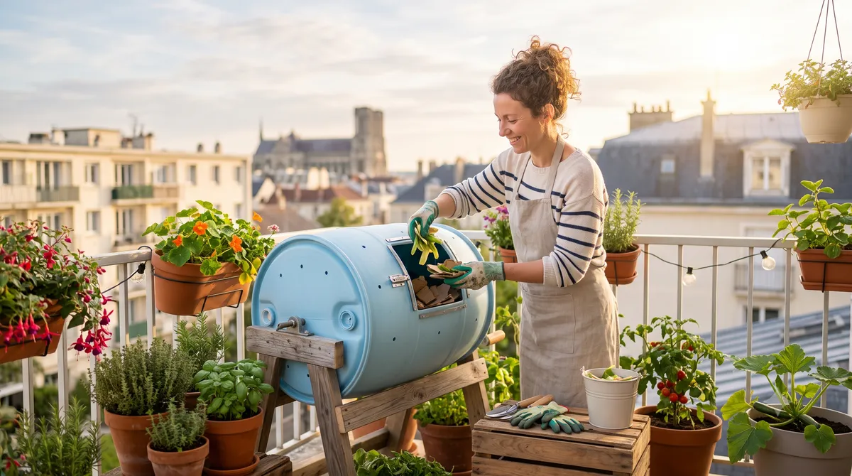 Fabriquer un composteur de balcon rotatif sans odeur avec de la récup