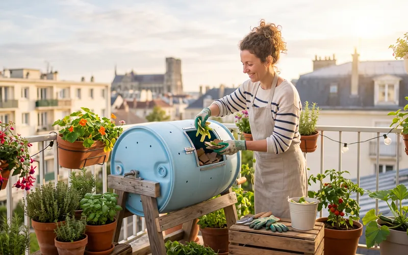 Fabriquer un composteur de balcon rotatif sans odeur avec de la récup