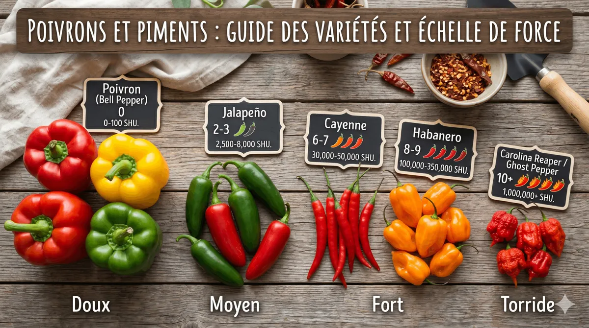Poivrons et Piments : Guide des Variétés et Échelle de Force