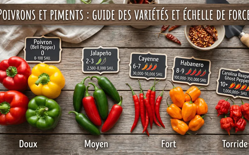 Poivrons et Piments : Guide des Variétés et Échelle de Force