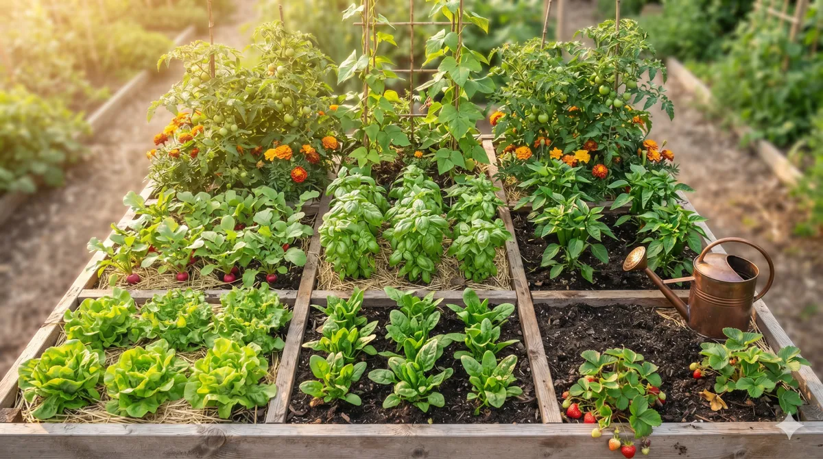 Potager en carrés : Le plan d'association parfait pour optimiser 1m²